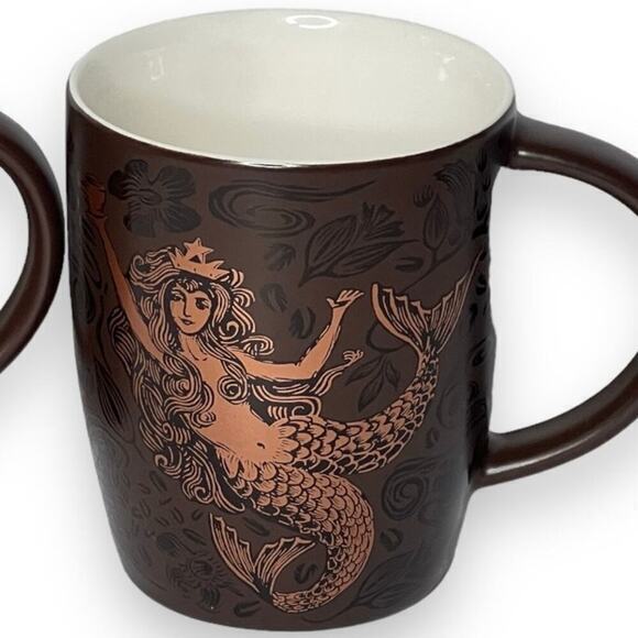 Starbucks Split Tail Mermaid Siren‎ Coffee Mug 2011 40th Anniversary Set of 2 - Picture 5 of 9